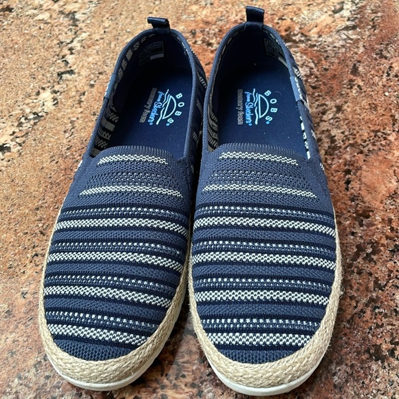 Bobs Memory Foam Stripe Skechers Flexapadrille Size 8 Gently Worn Like New - Picture 1 of 10